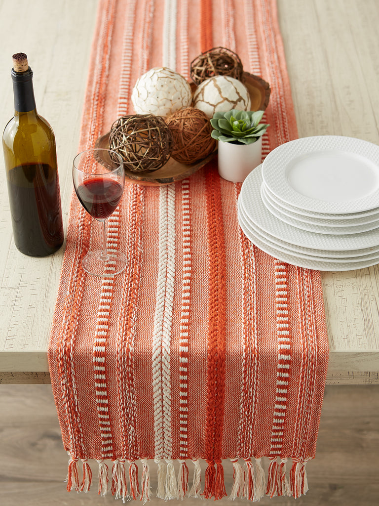 DII Vintage Red Braided Stripe Table Runner