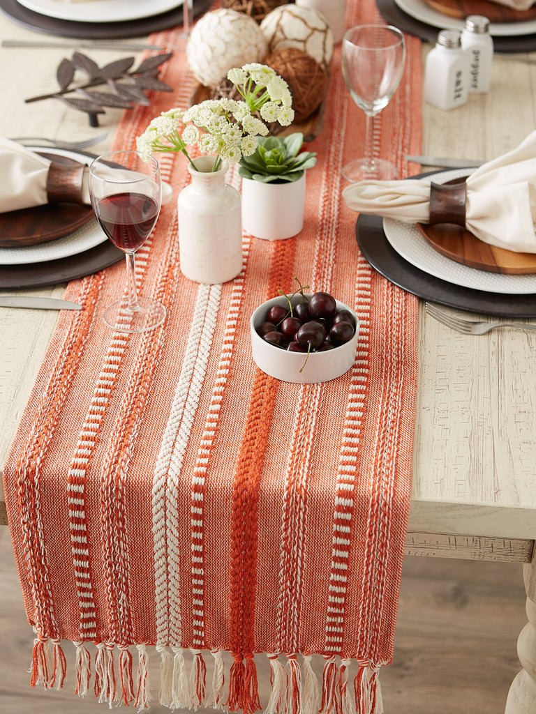 DII Vintage Red Braided Stripe Table Runner