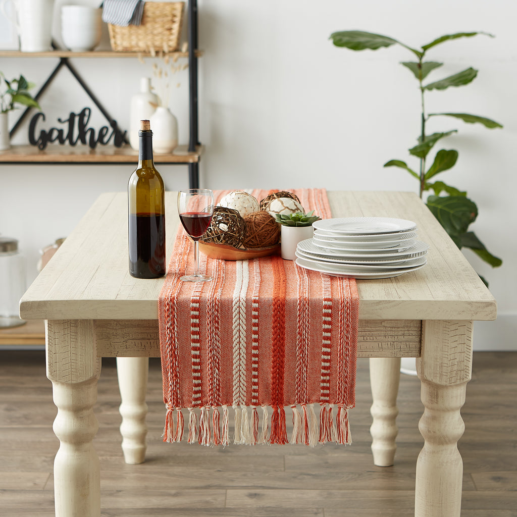 DII Vintage Red Braided Stripe Table Runner