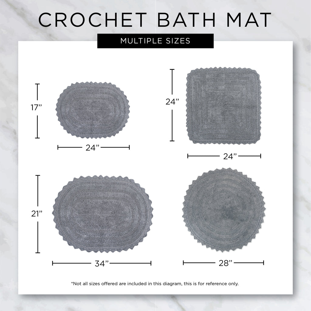 DII French Blue Large Oval Crochet Bath Mat