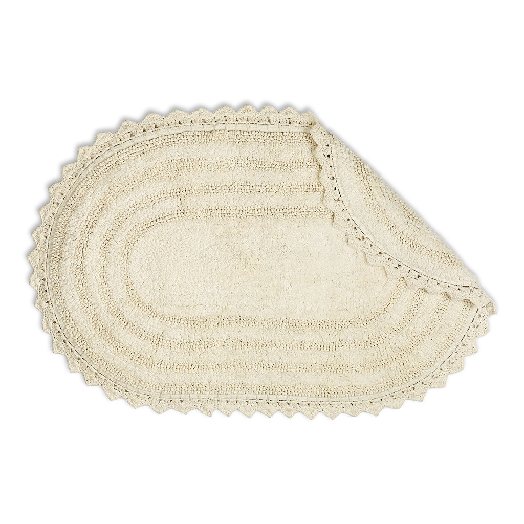 DII Off White Large Oval Crochet Bath Mat