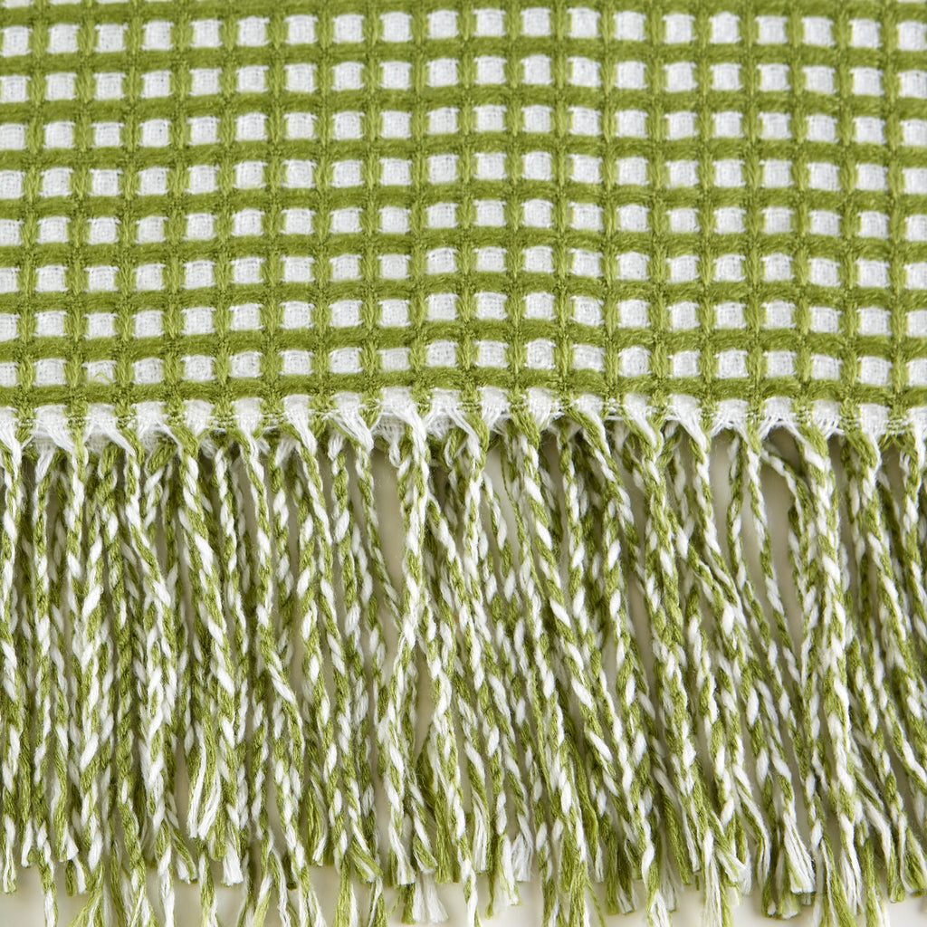 Antique Green & White Waffle Knit Throw