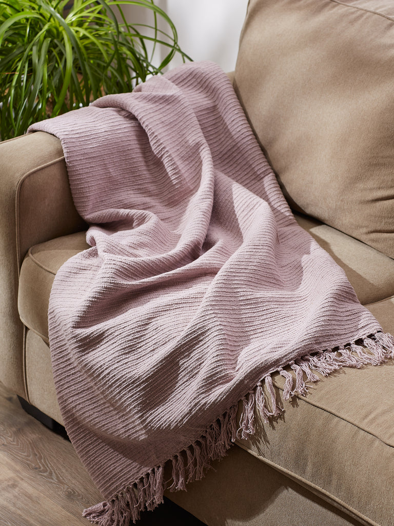 Dusty Lilac Solid Ribbed Throw