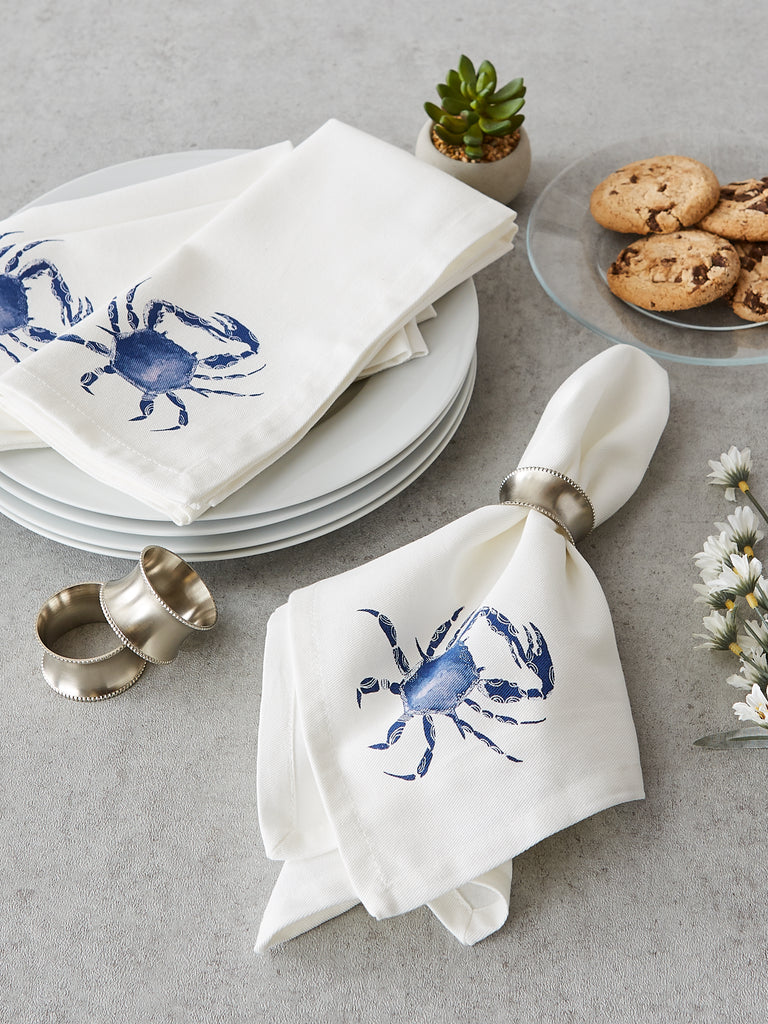 Blue Crab Printed Napkin Set of 6