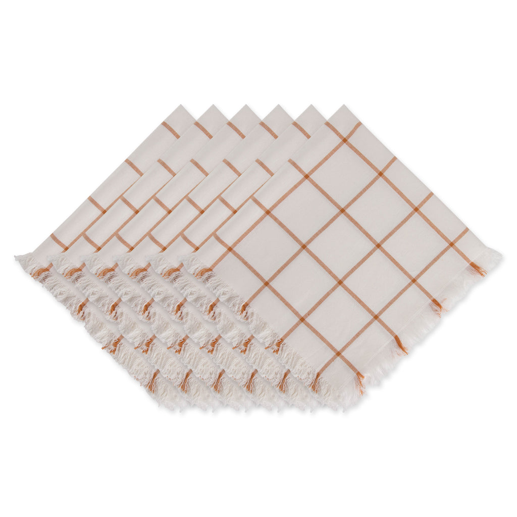 Honey Gold Check Fringed Napkin set of 6