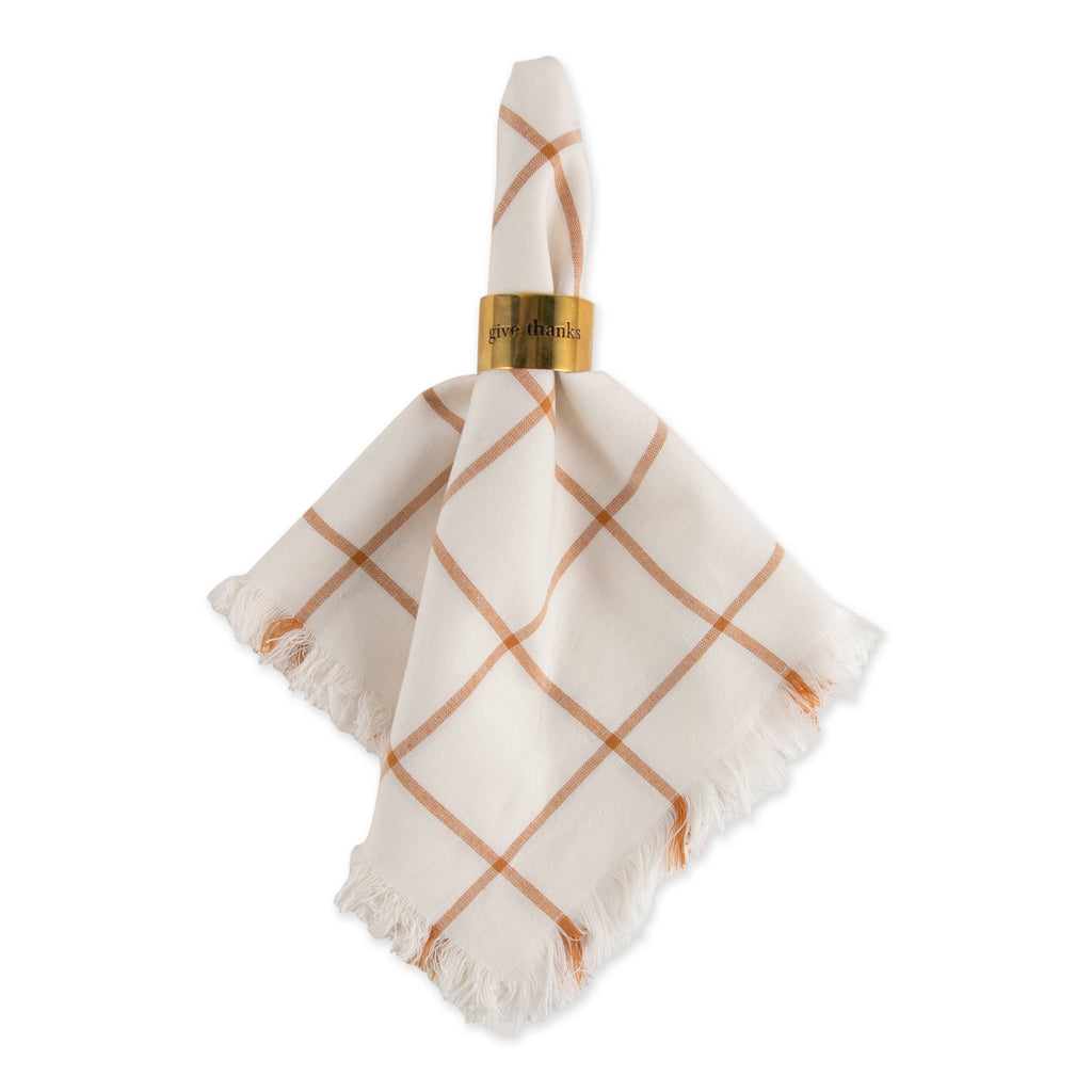 Honey Gold Check Fringed Napkin set of 6