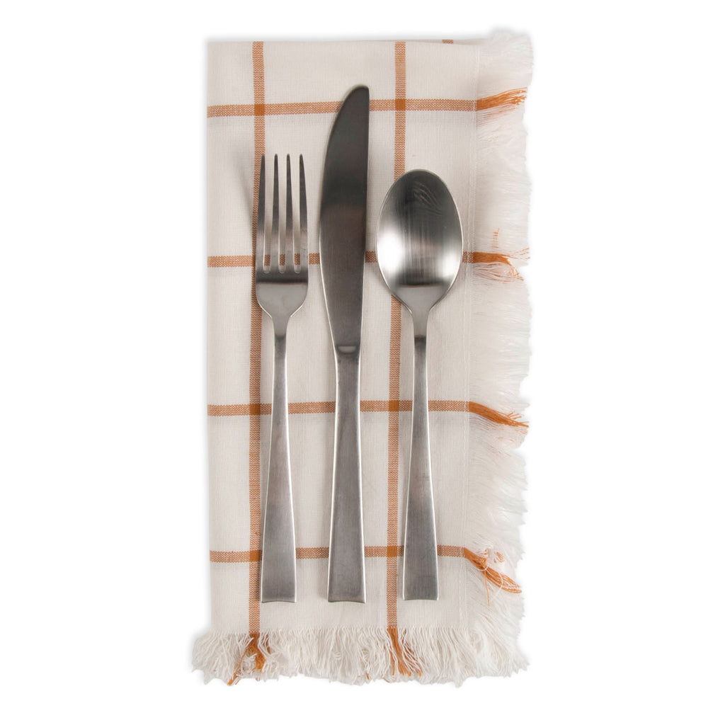 Honey Gold Check Fringed Napkin set of 6