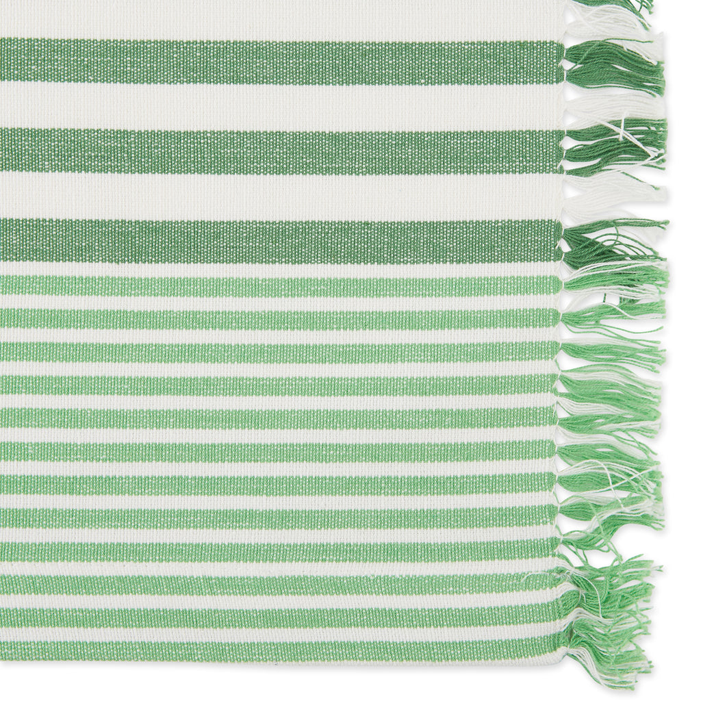 Grass Green Stripes With Fringe Placemat set of 6