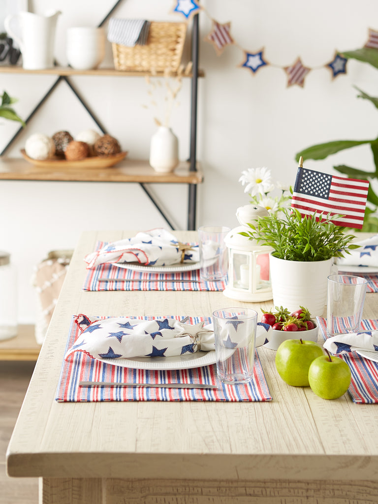 Red, White, & Blue Dobby Stripe Placemat set of 6