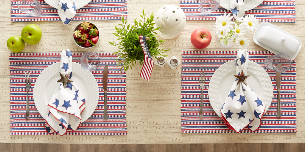 Red, White, & Blue Dobby Stripe Placemat set of 6