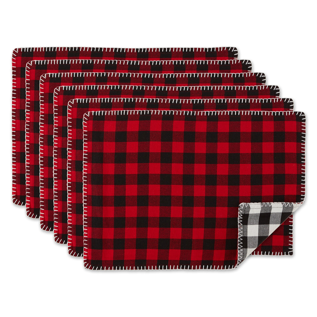 Christmas Buffalo Check With Embroidery Placemat Set of 6