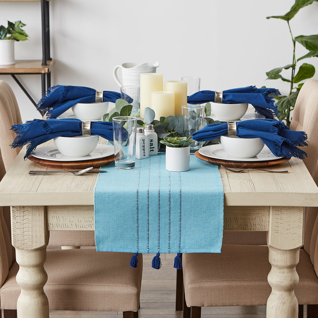 Thera Blue Stripes Table Runner 14X72