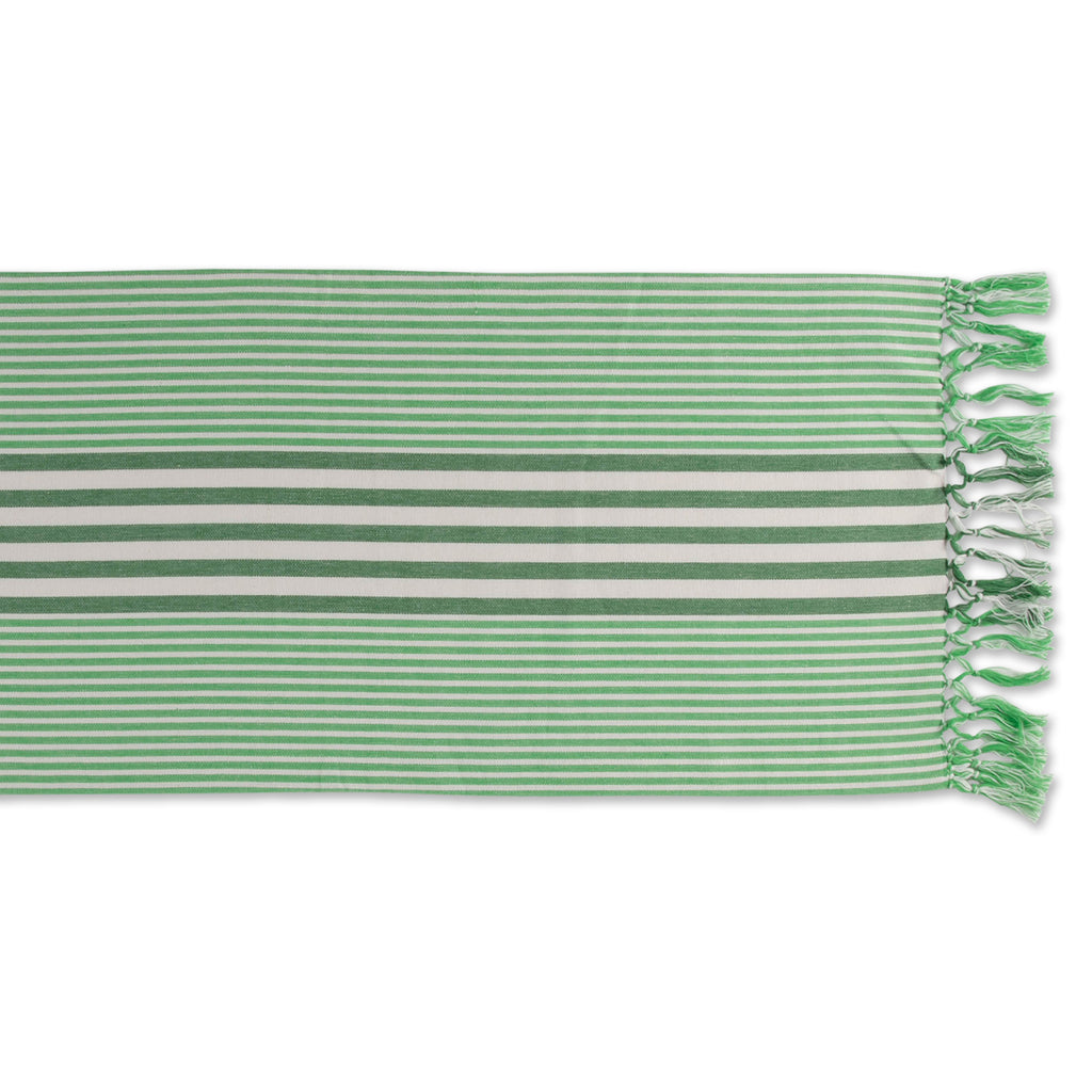 Grass Green Stripes Table Runner 14X72