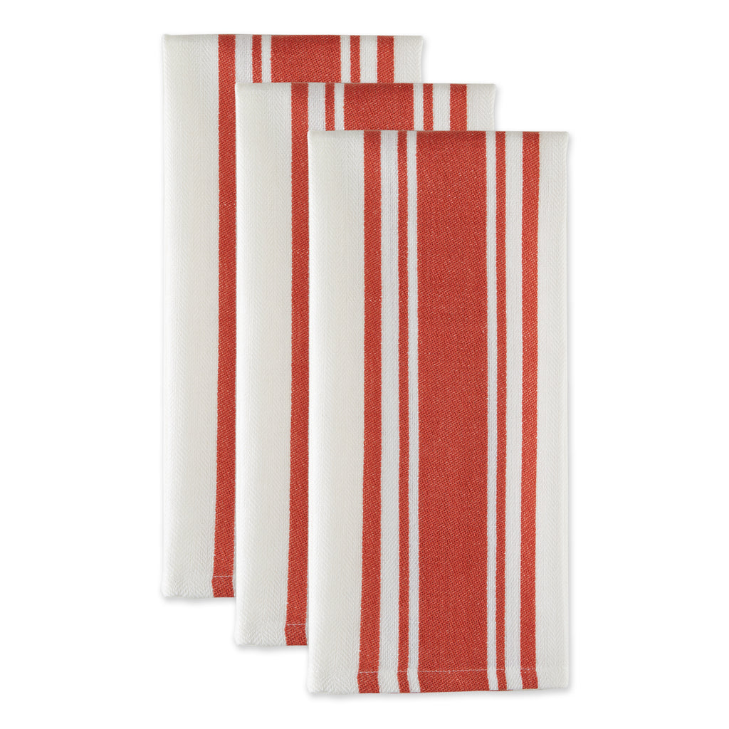 Vintage Red Chef Stripe Dishtowel set of 3