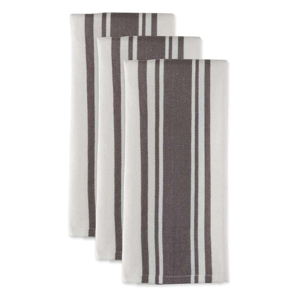 Gray Chef Stripe Dishtowel set of 3