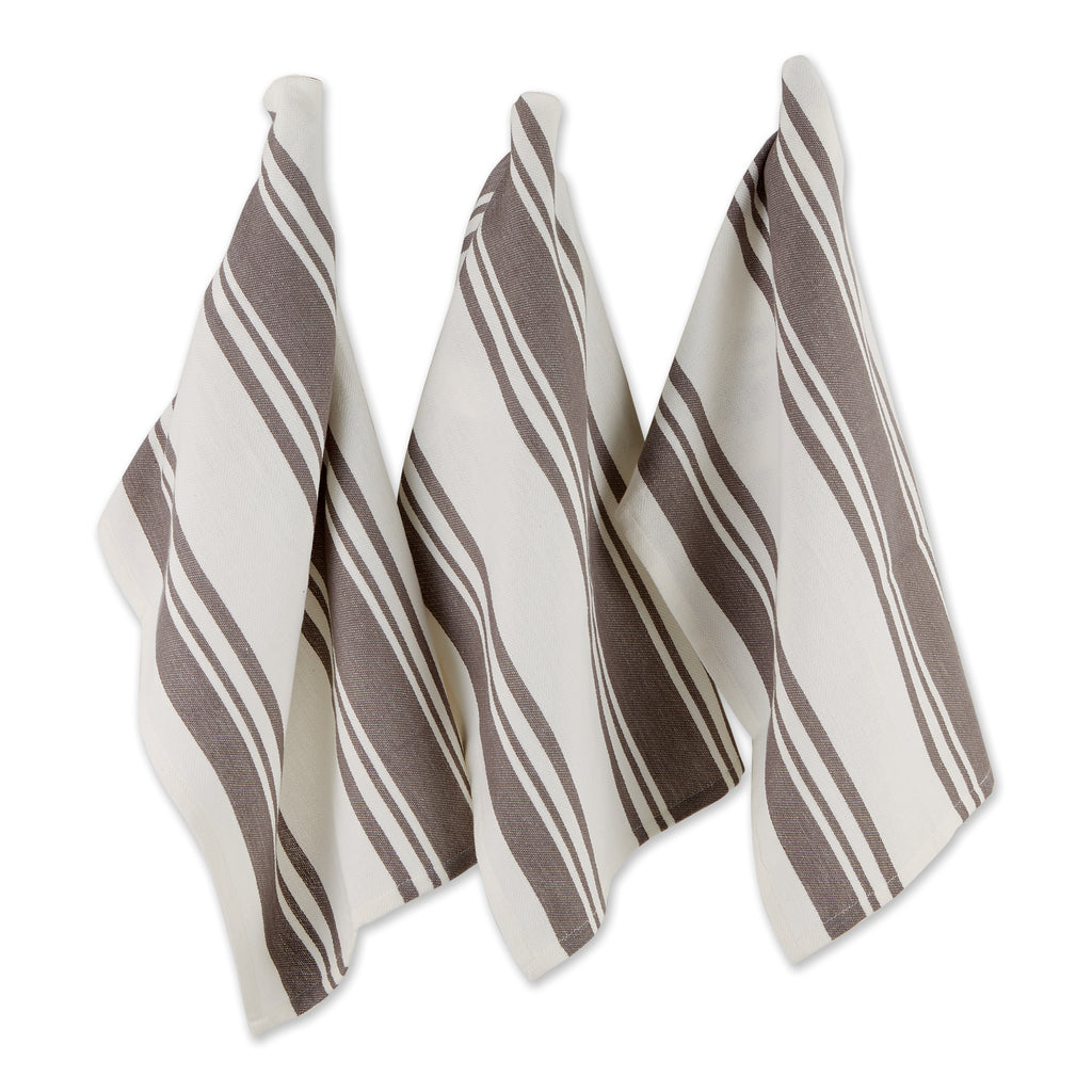 Gray Chef Stripe Dishtowel set of 3