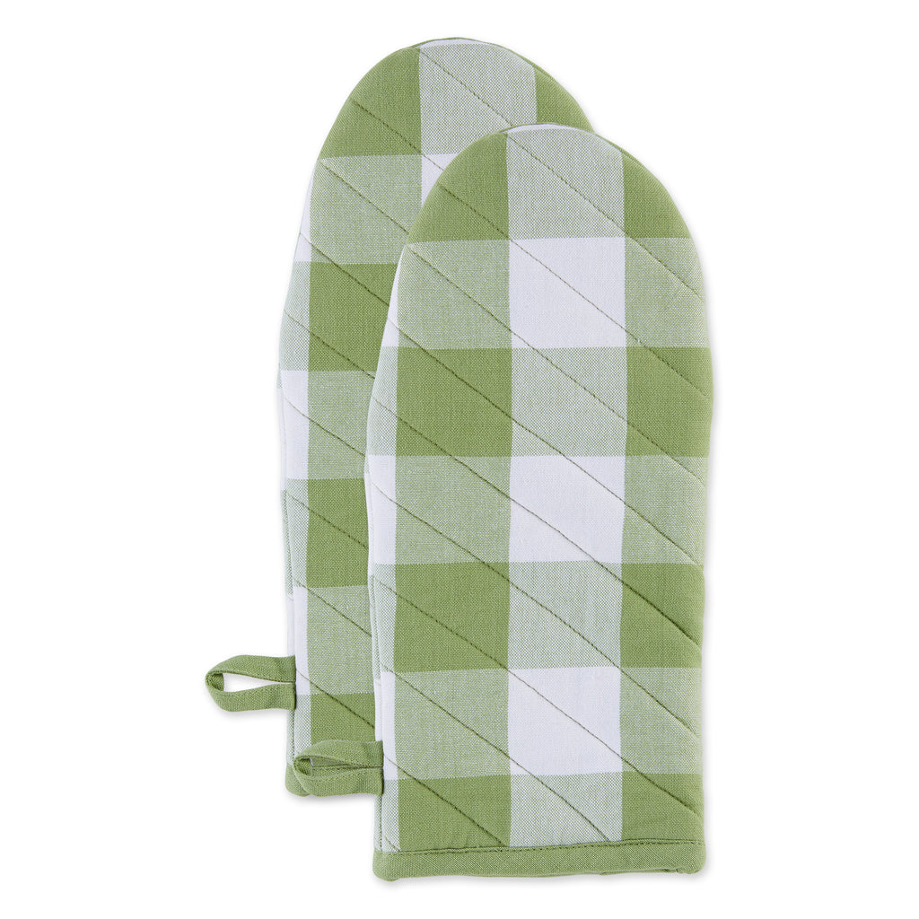 Fretwork Green & White Oven Mitts and Pot Holders Set - 1 Piece of Each