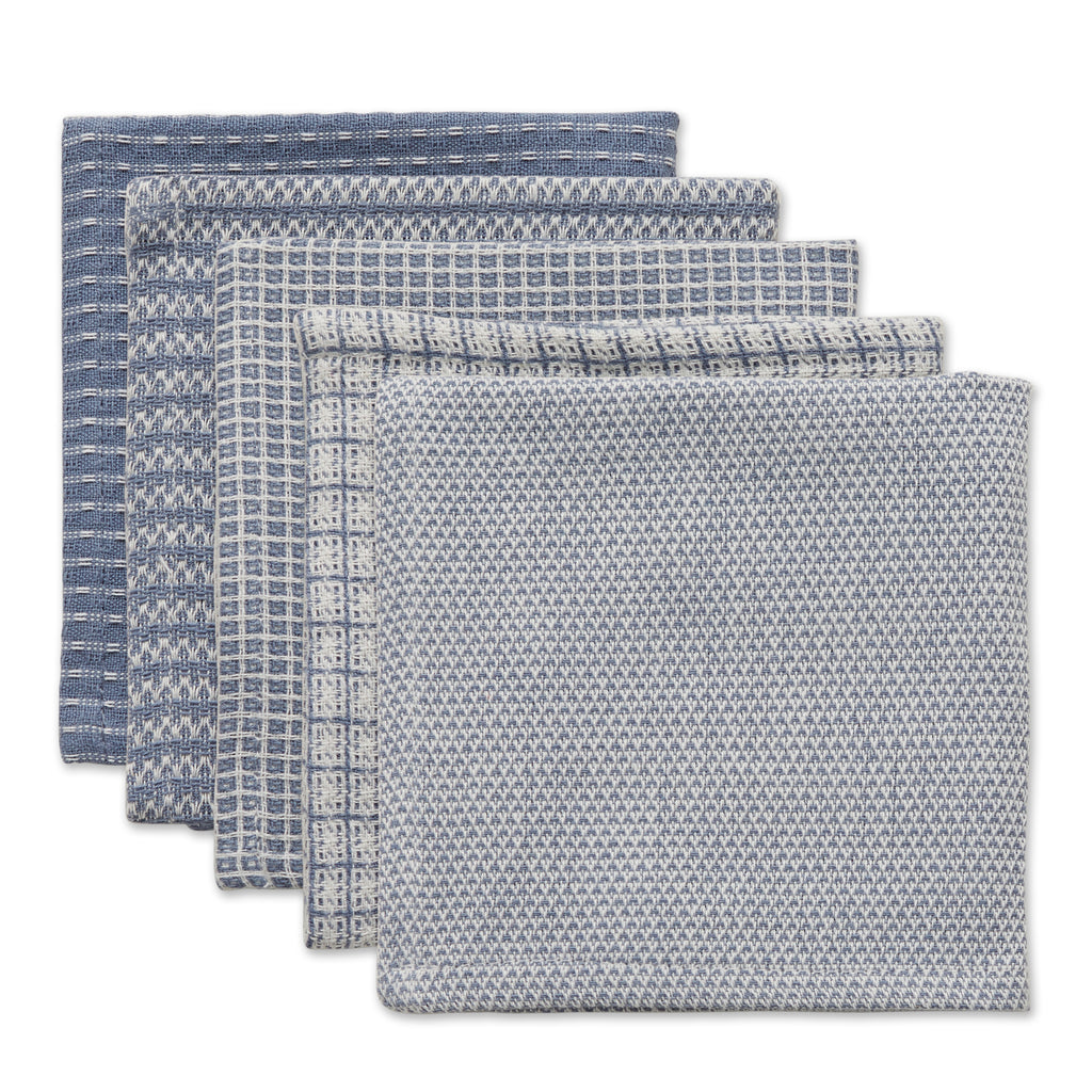 Stonewash Blue Dishcloth Set of 5