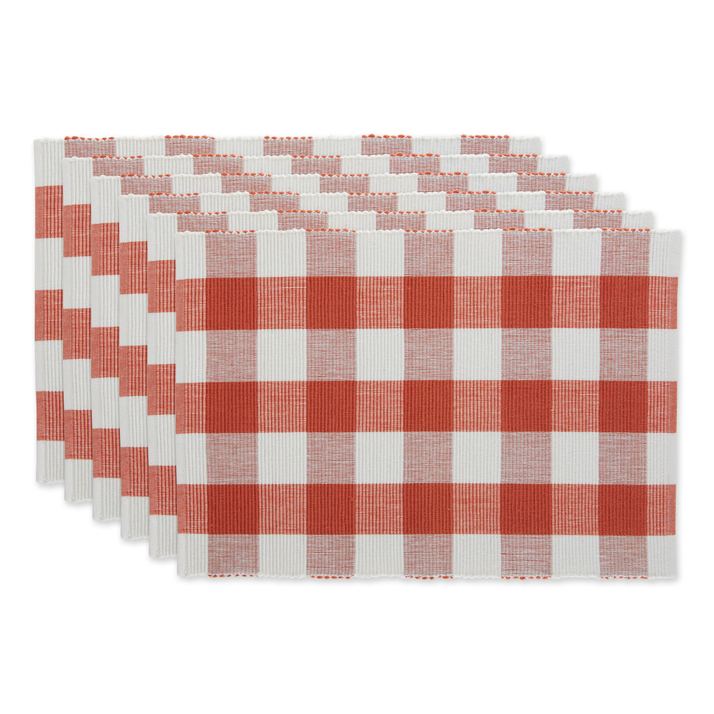 Vintage Red Buffalo Check Ribbed Placemat set of 6
