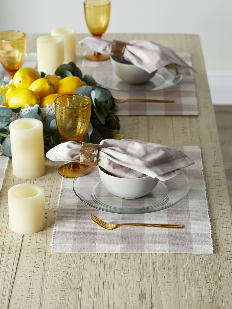 Dusty Lilac Buffalo Check Ribbed Placemat set of 6