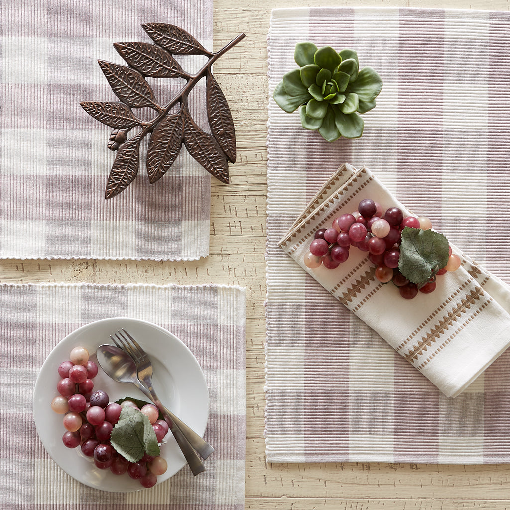 Dusty Lilac Buffalo Check Ribbed Placemat set of 6