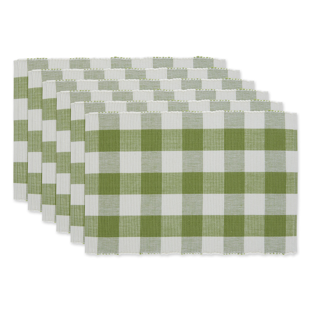 Antique Green Buffalo Check Ribbed Placemat Set of 6