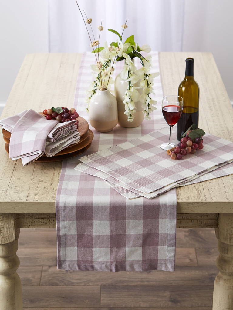 Dusty Lilac Buffalo Check Table Runner 14X108