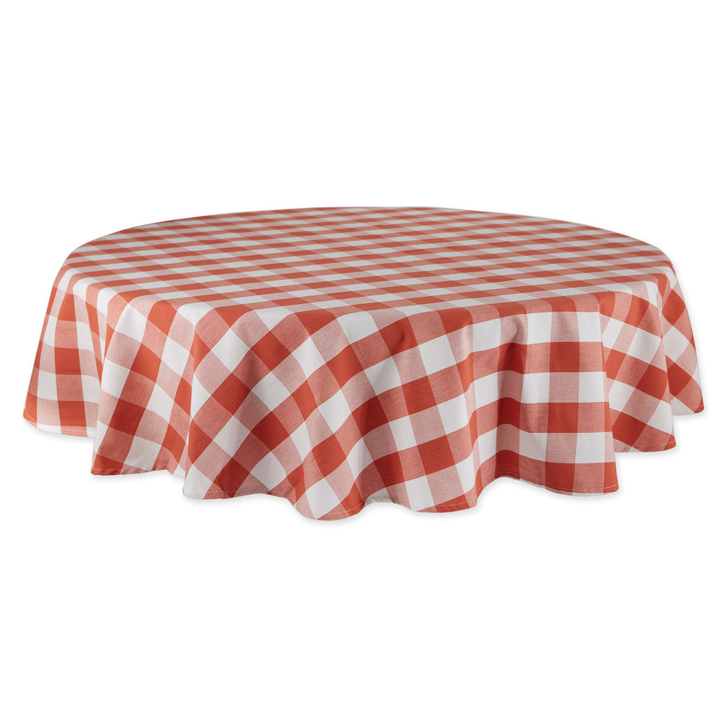 Vintage Red Buffalo Check Tablecloth 70 Round