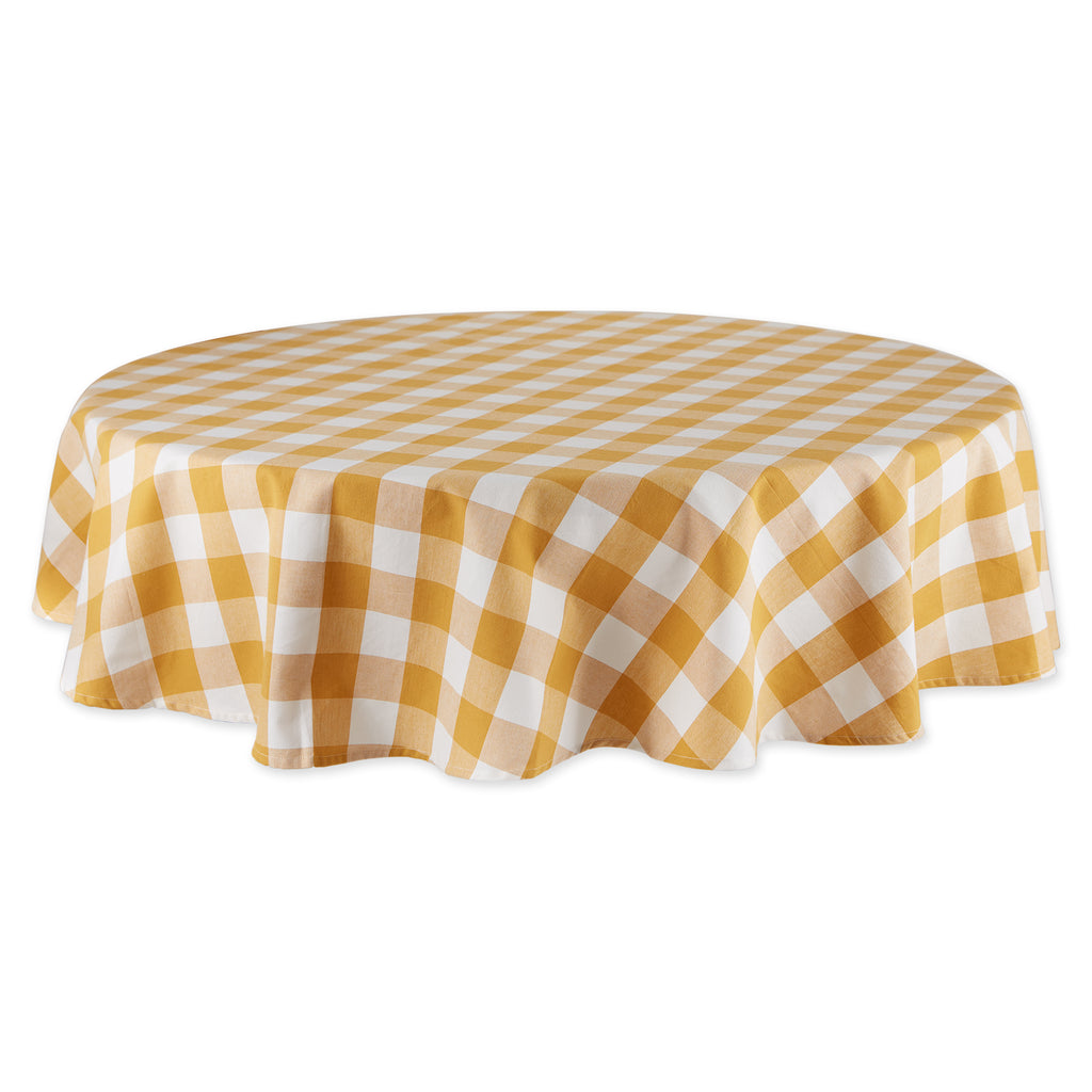 Honey Gold Buffalo Check Tablecloth 70 Round