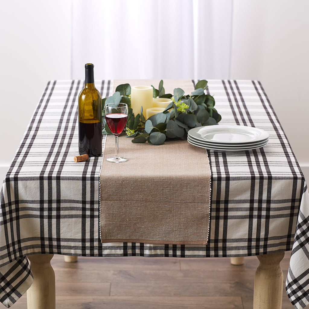 DII Stone & White 2-Tone Ribbed Table Runner 13X108