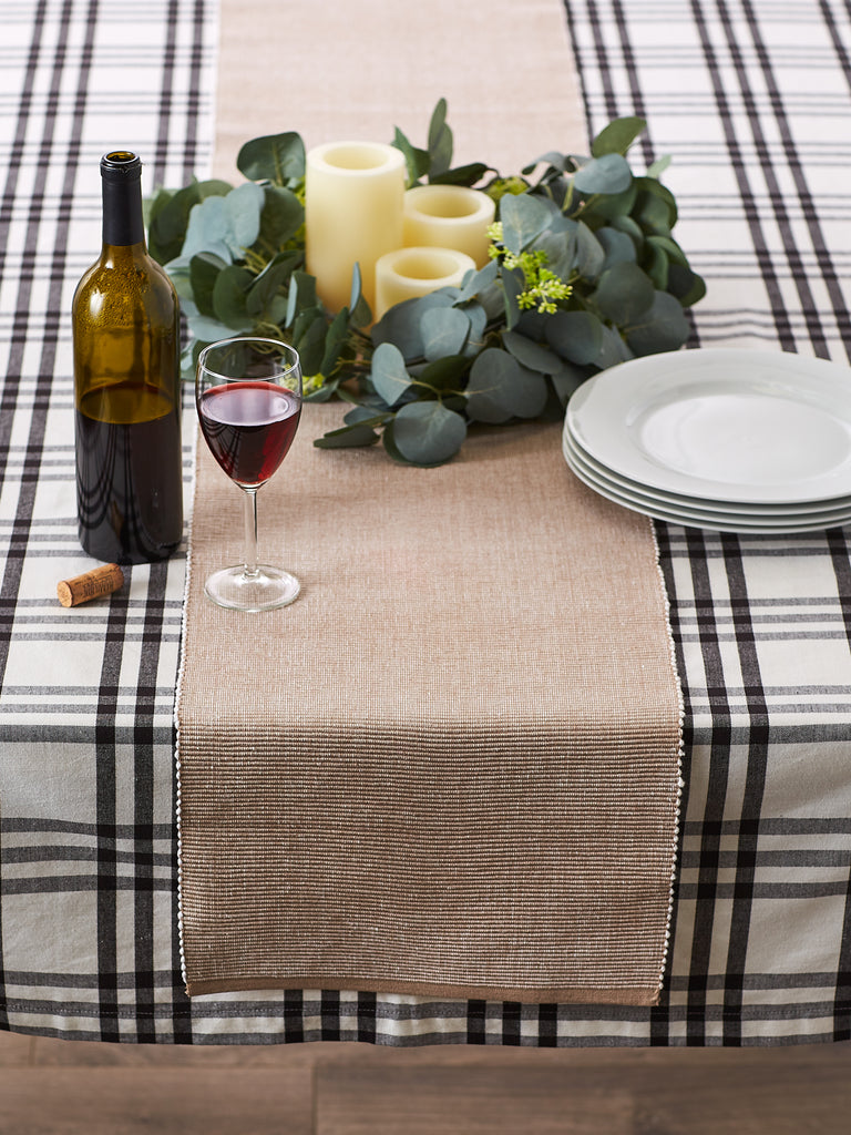 DII Stone & White 2-Tone Ribbed Table Runner 13X72"