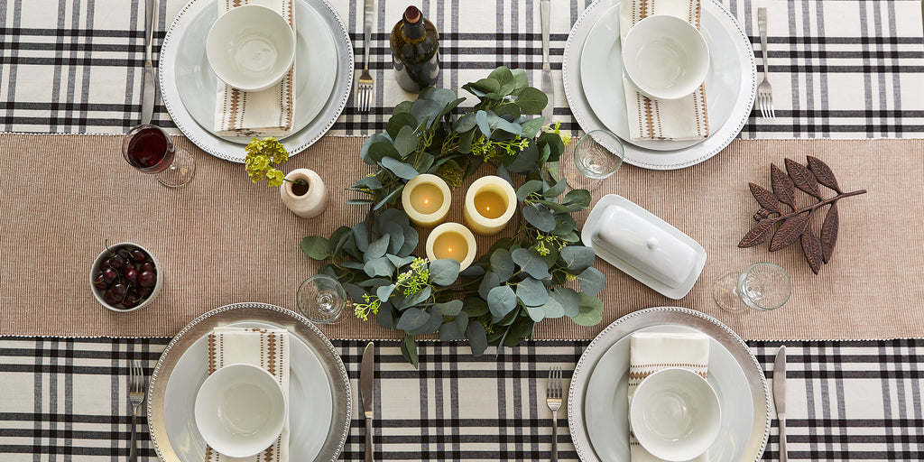 DII Stone & White 2-Tone Ribbed Table Runner 13X72"