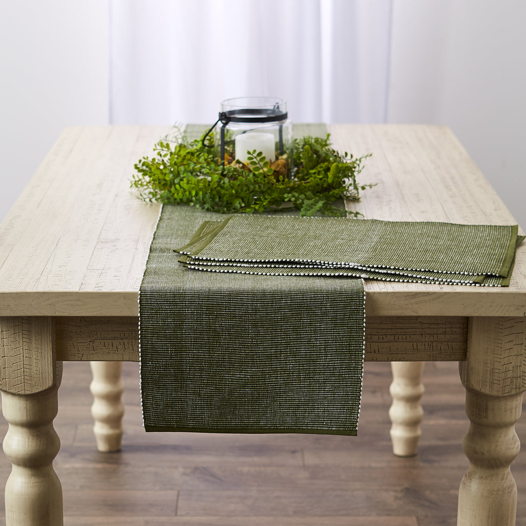 DII Sage & White 2-Tone Ribbed Table Runner 13X72