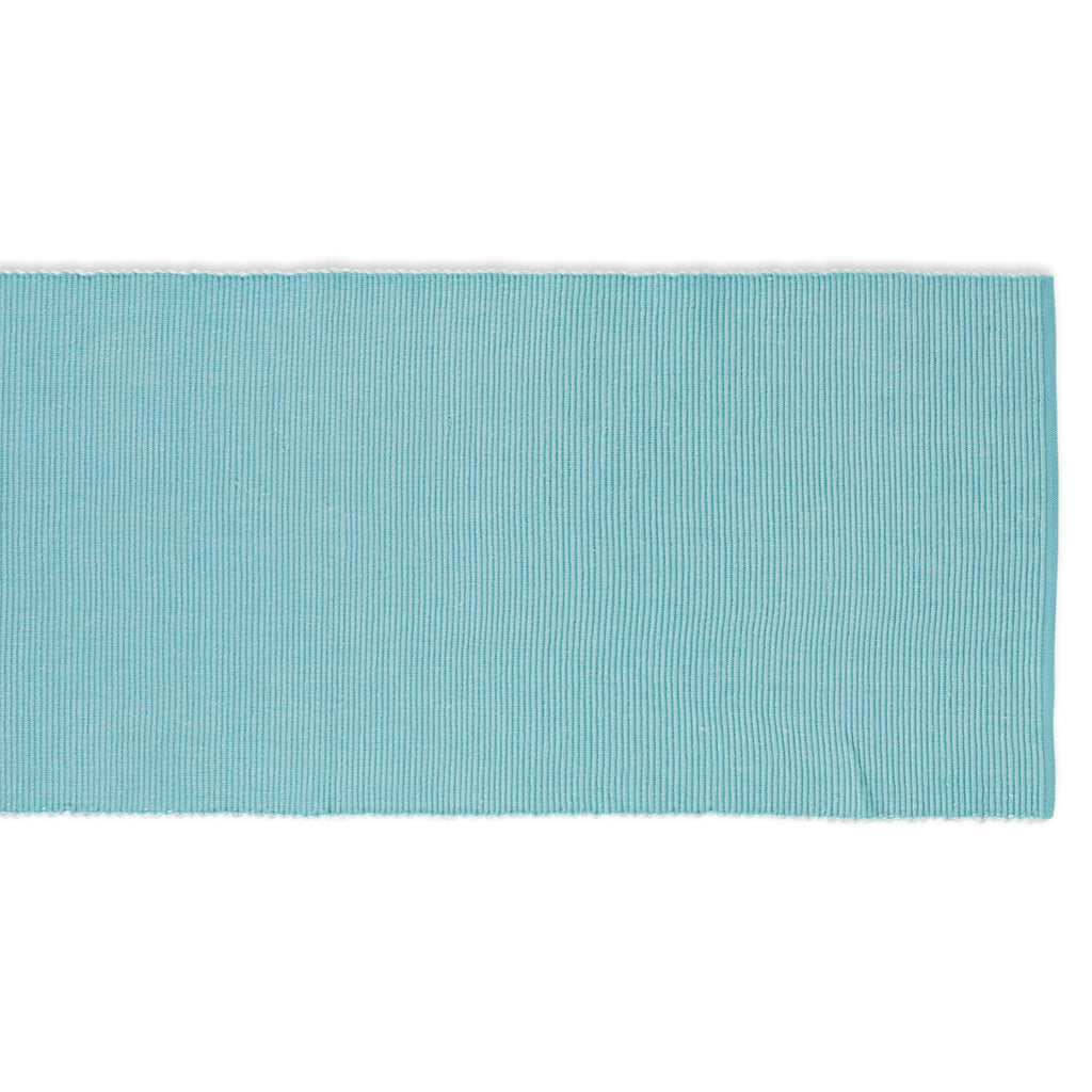 Aqua & White 2-Tone Ribbed Table Runner