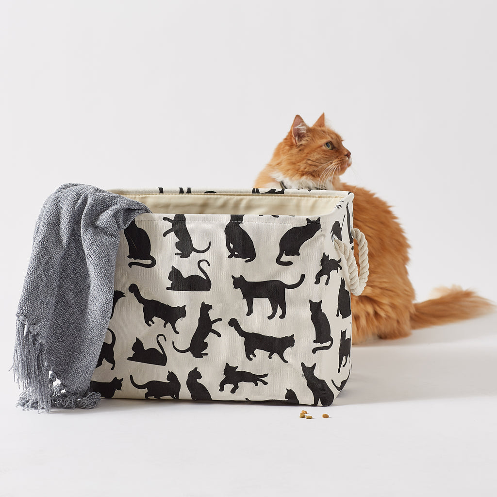 Polyester Pet Bin Cats Meow Rectangle Medium 16X10X12