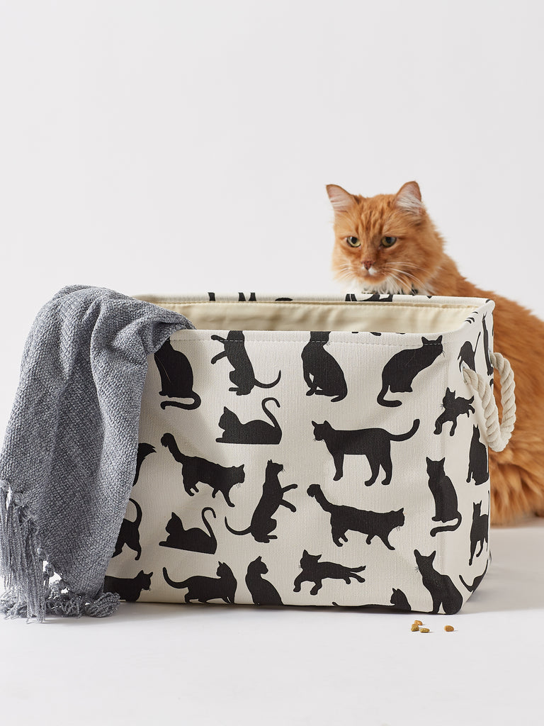 Polyester Pet Bin Cats Meow Rectangle Large 17.5X12X15