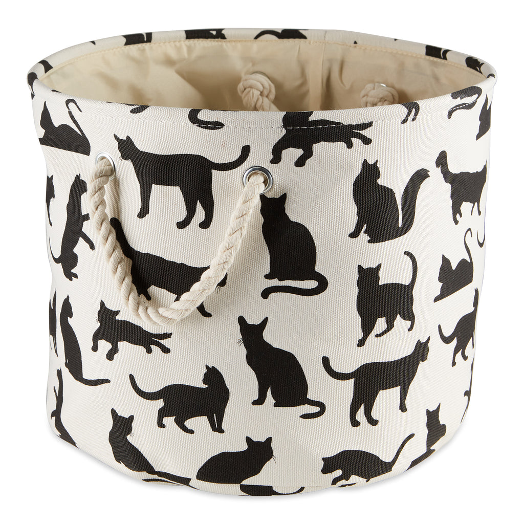 Polyester Pet Bin Cats Meow Round Small 9X12X12