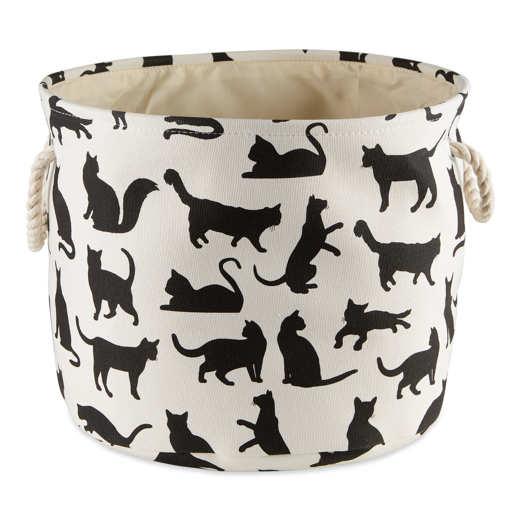 Polyester Pet Bin Cats Meow Round Small 9X12X12