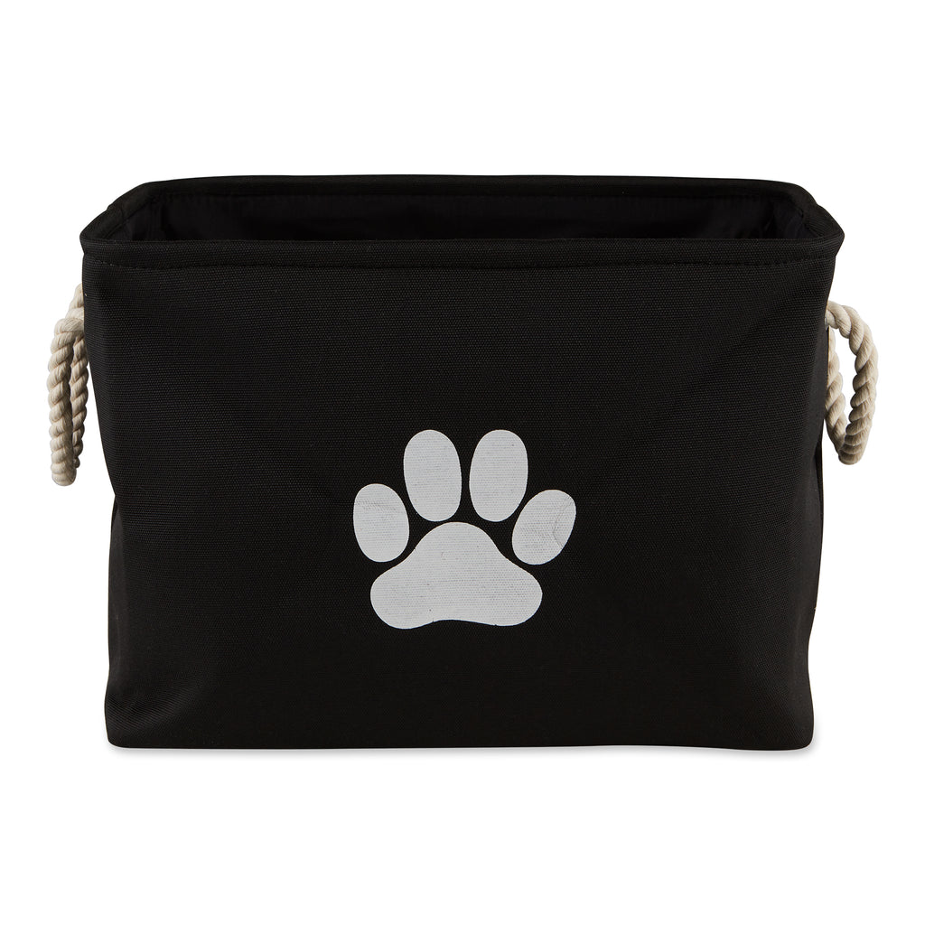 Polyester Pet Bin Paw Black Rectangle Large