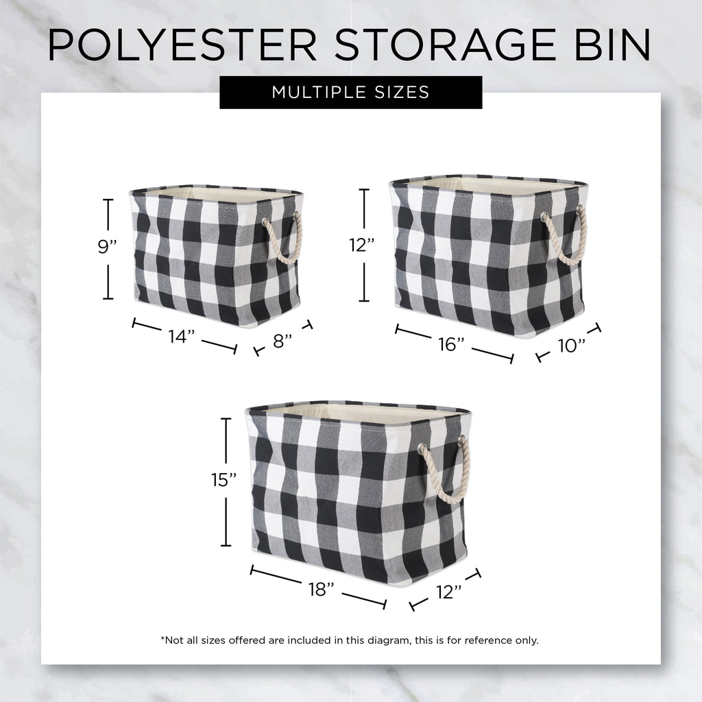 Polyester Pet Bin Paw Black Rectangle Large