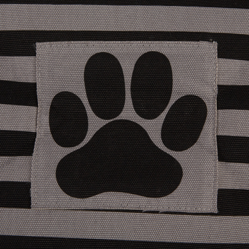 Polyester Pet Bin Stripe With Paw Patch Black Round Medium 12X15X15