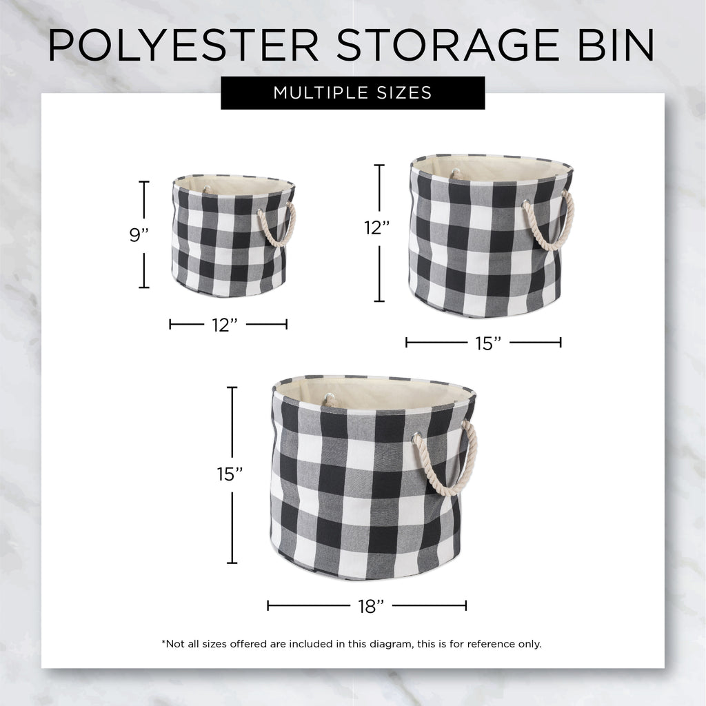 Polyester Pet Bin Stripe With Paw Patch Black Round Medium 12X15X15