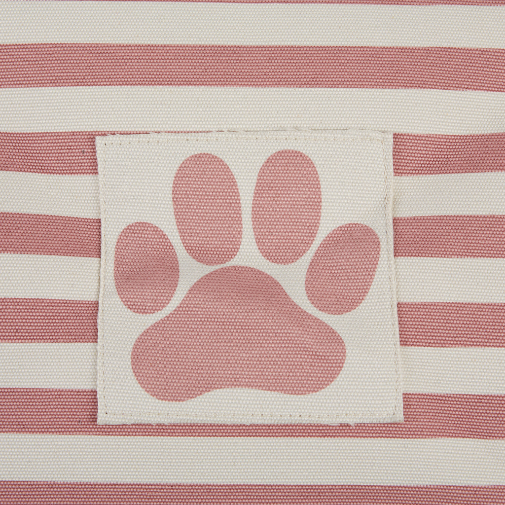 Polyester Pet Bin Stripe With Paw Patch Rose Rectangle Medium 16X10X12
