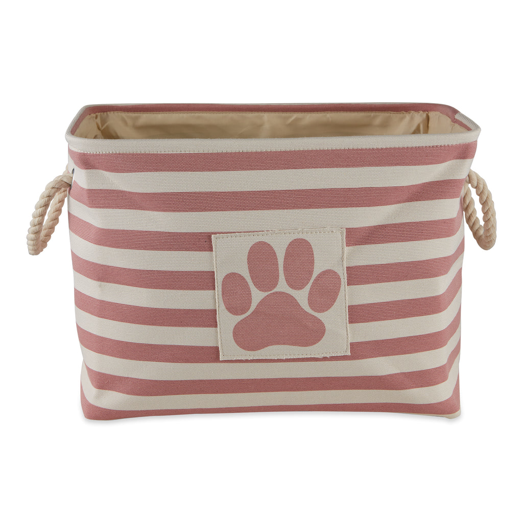 Polyester Pet Bin Stripe With Paw Patch Rose Rectangle Large 17.5X12X15