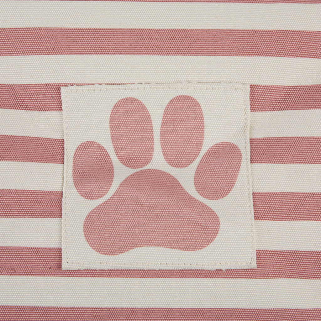 Polyester Pet Bin Stripe With Paw Patch Rose Rectangle Large 17.5X12X15