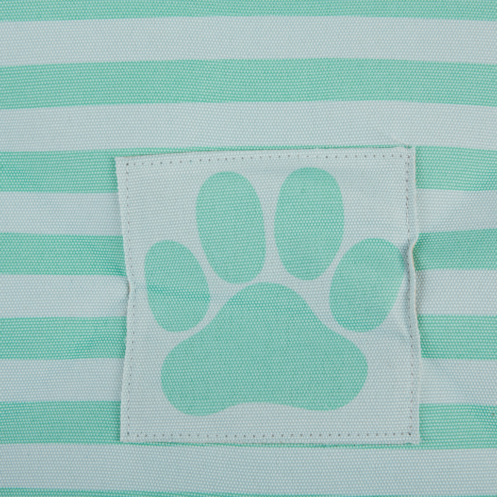 Polyester Pet Bin Stripe With Paw Patch Aqua Rectangle Small 14X8X9