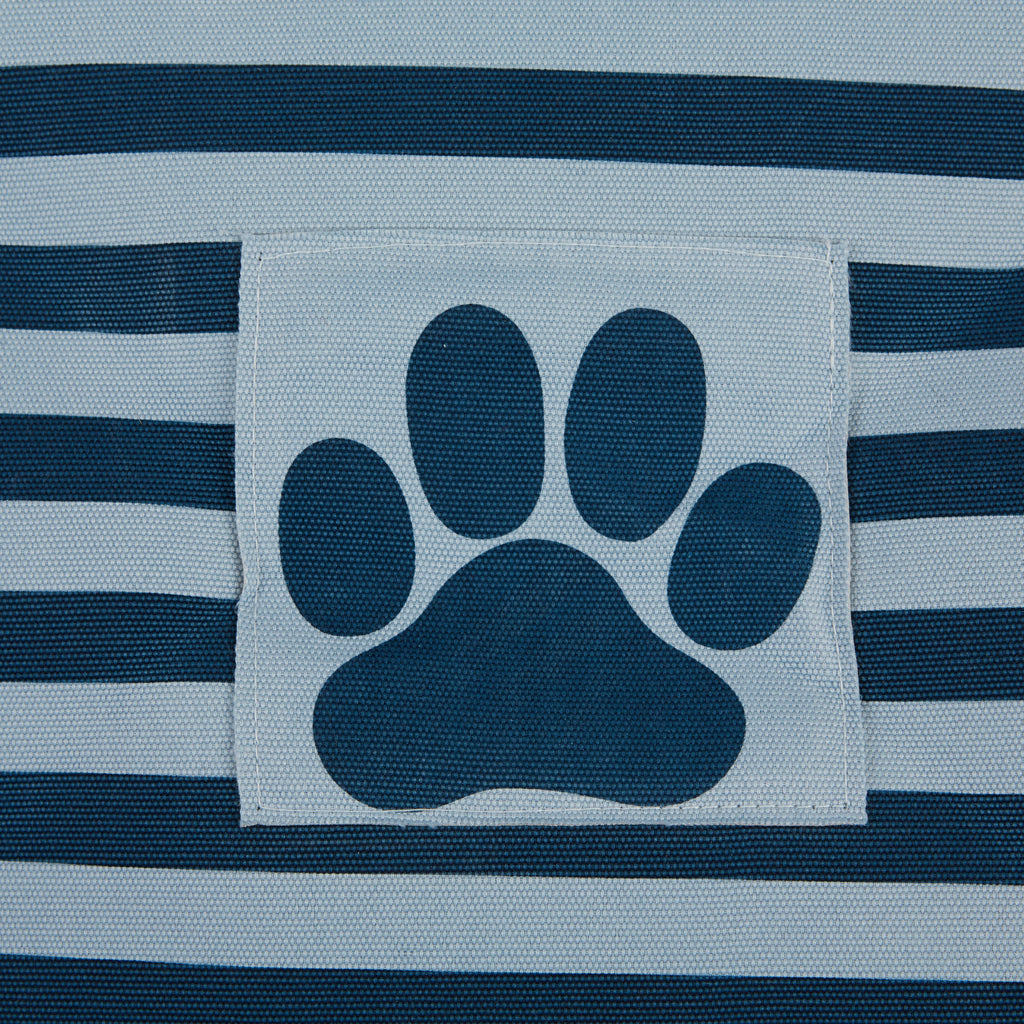 Polyester Pet Bin Stripe With Paw Patch Dark Navy Round Small 9X12X12