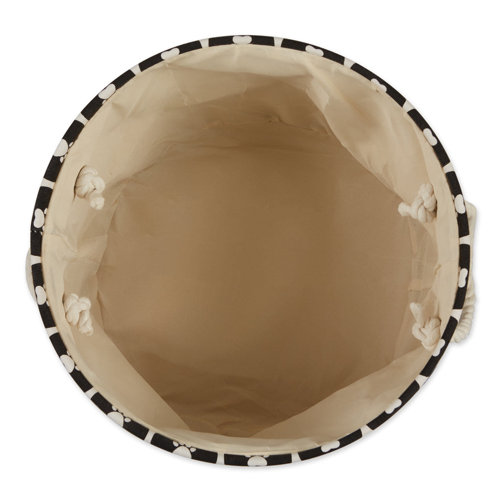 Polyester Pet Bin Lattice Paw Black Round Large