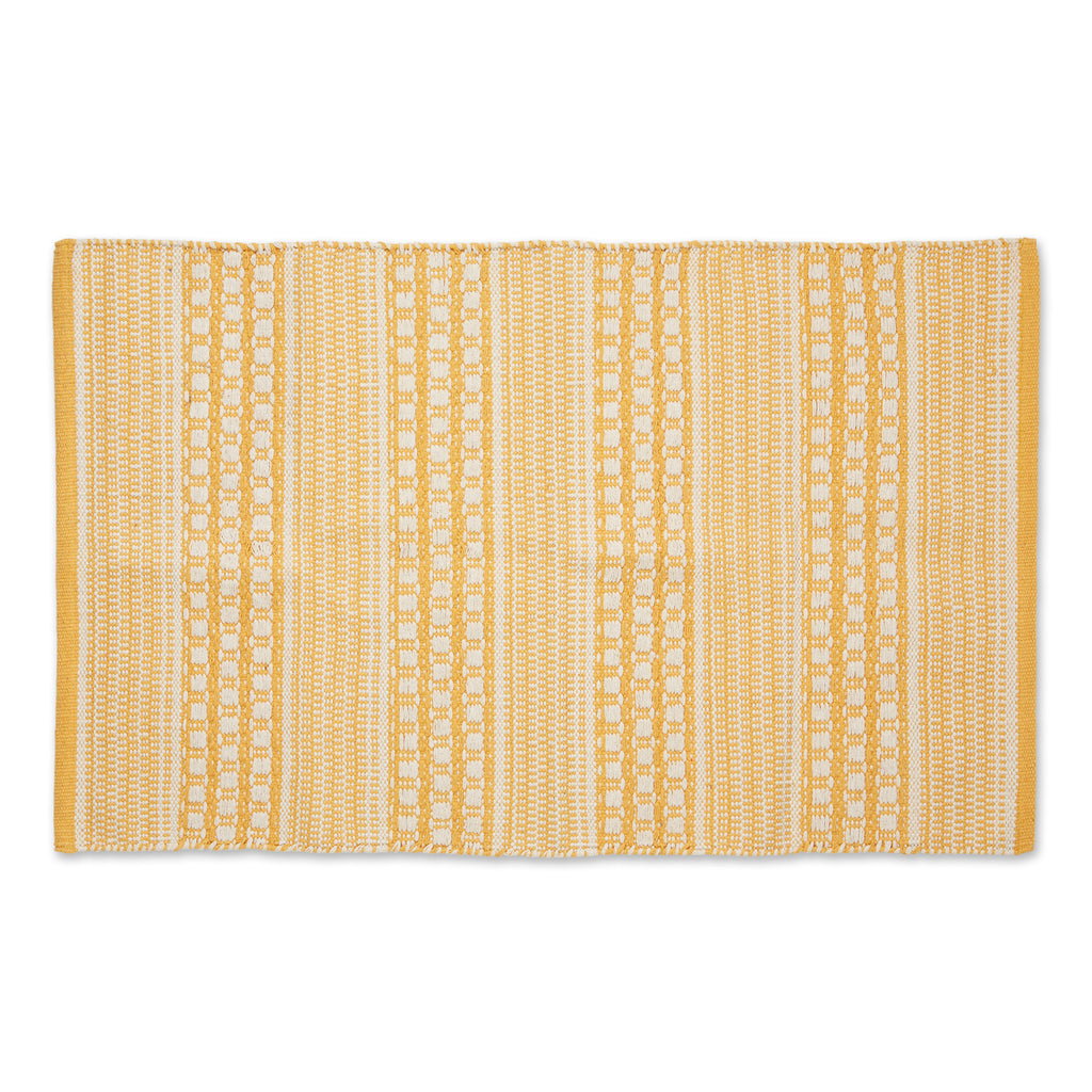 Honey Gold Dobby Stripe Hand-Loomed Rug 2X3 Ft