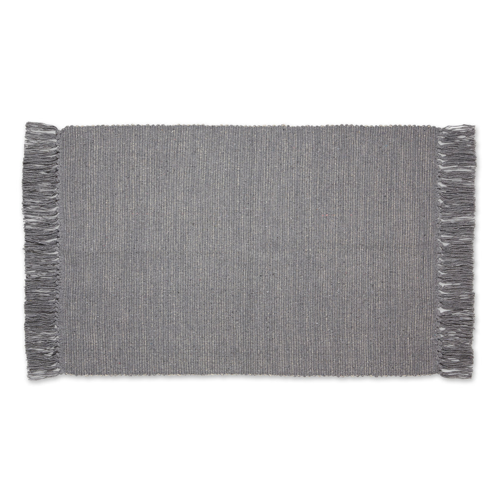 Gray & Off White 2-Tone Ribbed Rug 2X3 Ft